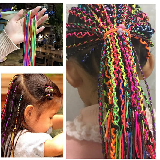 30Pcs Colorful Girls Hair Braids Rope Strands for African Braids 90CM Girls DIY Ponytail braids Women Styling Hair Accessories