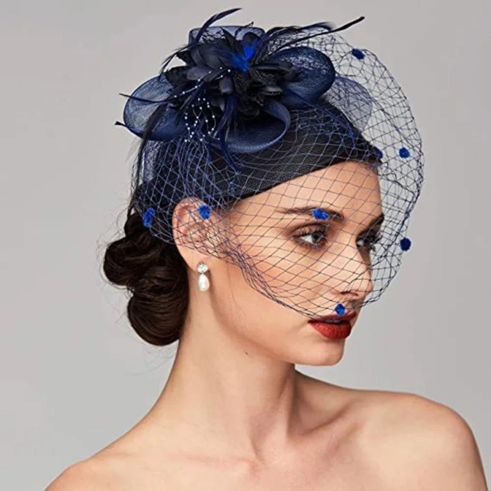 Bride Headwear hat Veil Wedding Hair Accessories Flowers Feather Mesh Veil Face Cover Multi Colors Korea Japan Black White