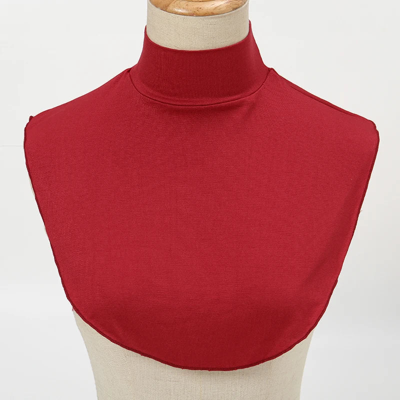Womens Modal Turtleneck Fake Collar Islamic Hijab Extensions Solid Color Mock Neck Half Top Blouse Detachable Hijab Neck Warmer