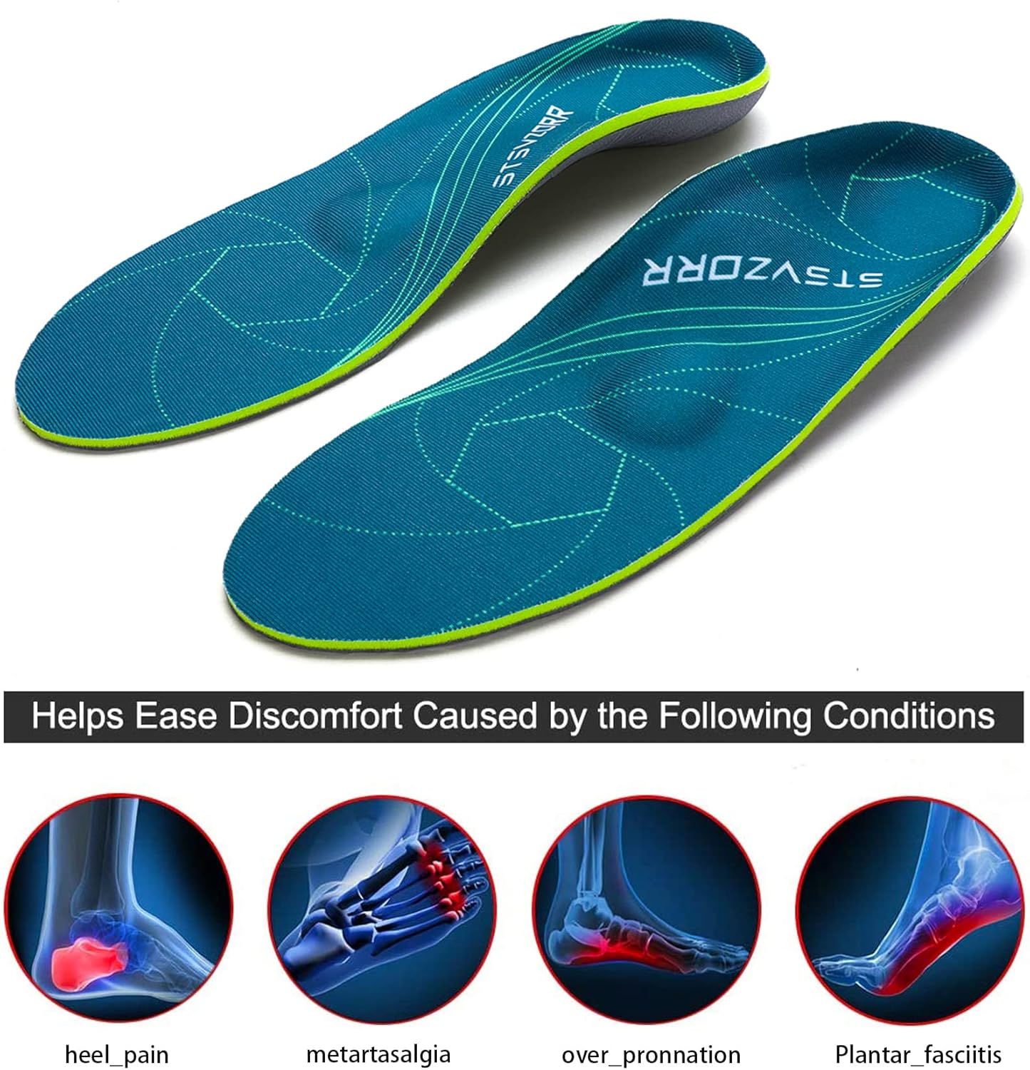 Plantar Fasciitis Arch Support Orthopedic Insoles Relieve Flat Feet Heel Pain Shock Absorption Comfortable Insoles