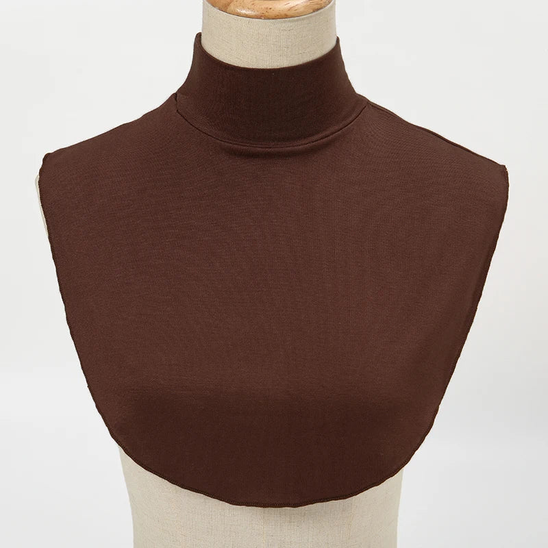 Womens Modal Turtleneck Fake Collar Islamic Hijab Extensions Solid Color Mock Neck Half Top Blouse Detachable Hijab Neck Warmer