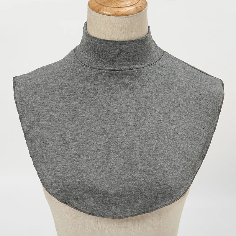 Womens Modal Turtleneck Fake Collar Islamic Hijab Extensions Solid Color Mock Neck Half Top Blouse Detachable Hijab Neck Warmer