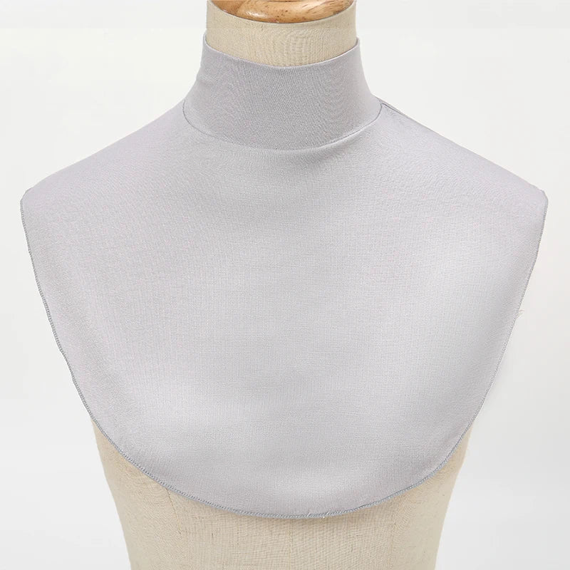 Womens Modal Turtleneck Fake Collar Islamic Hijab Extensions Solid Color Mock Neck Half Top Blouse Detachable Hijab Neck Warmer
