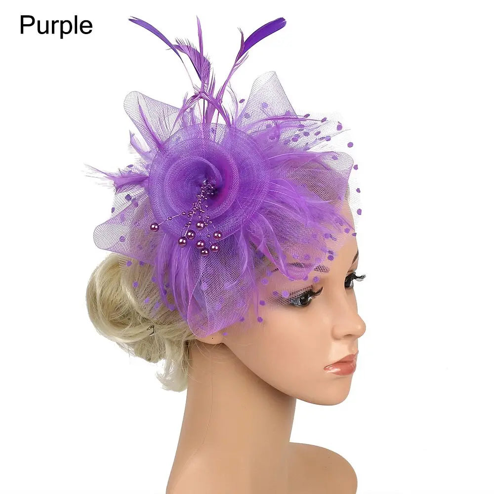 Bride Headwear hat Veil Wedding Hair Accessories Flowers Feather Mesh Veil Face Cover Multi Colors Korea Japan Black White