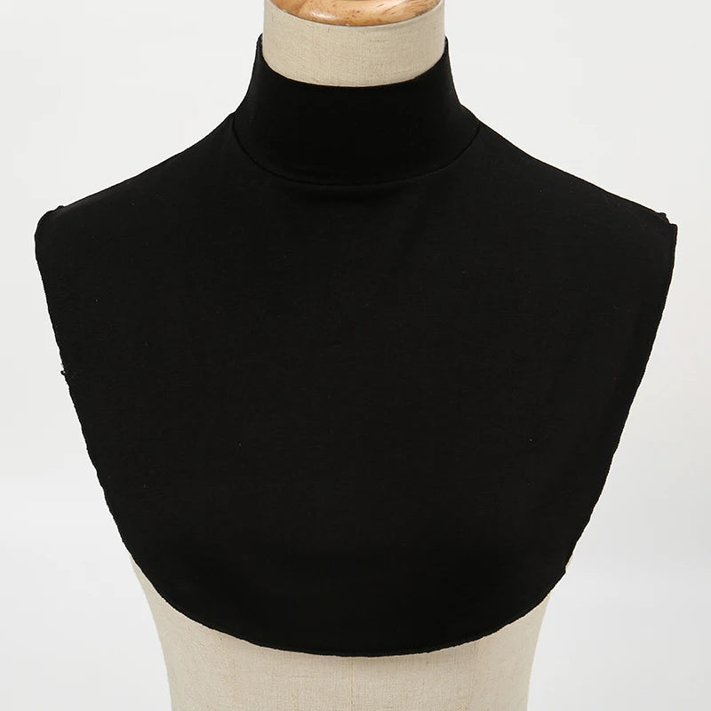 Womens Modal Turtleneck Fake Collar Islamic Hijab Extensions Solid Color Mock Neck Half Top Blouse Detachable Hijab Neck Warmer