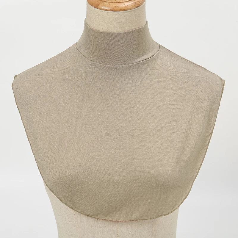 Womens Modal Turtleneck Fake Collar Islamic Hijab Extensions Solid Color Mock Neck Half Top Blouse Detachable Hijab Neck Warmer