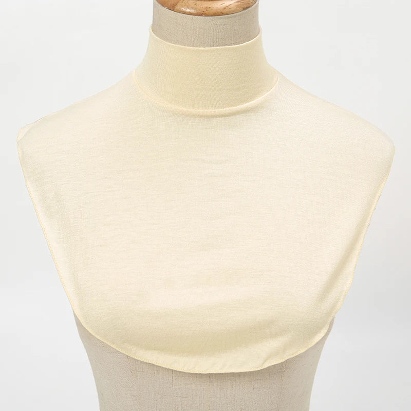Womens Modal Turtleneck Fake Collar Islamic Hijab Extensions Solid Color Mock Neck Half Top Blouse Detachable Hijab Neck Warmer