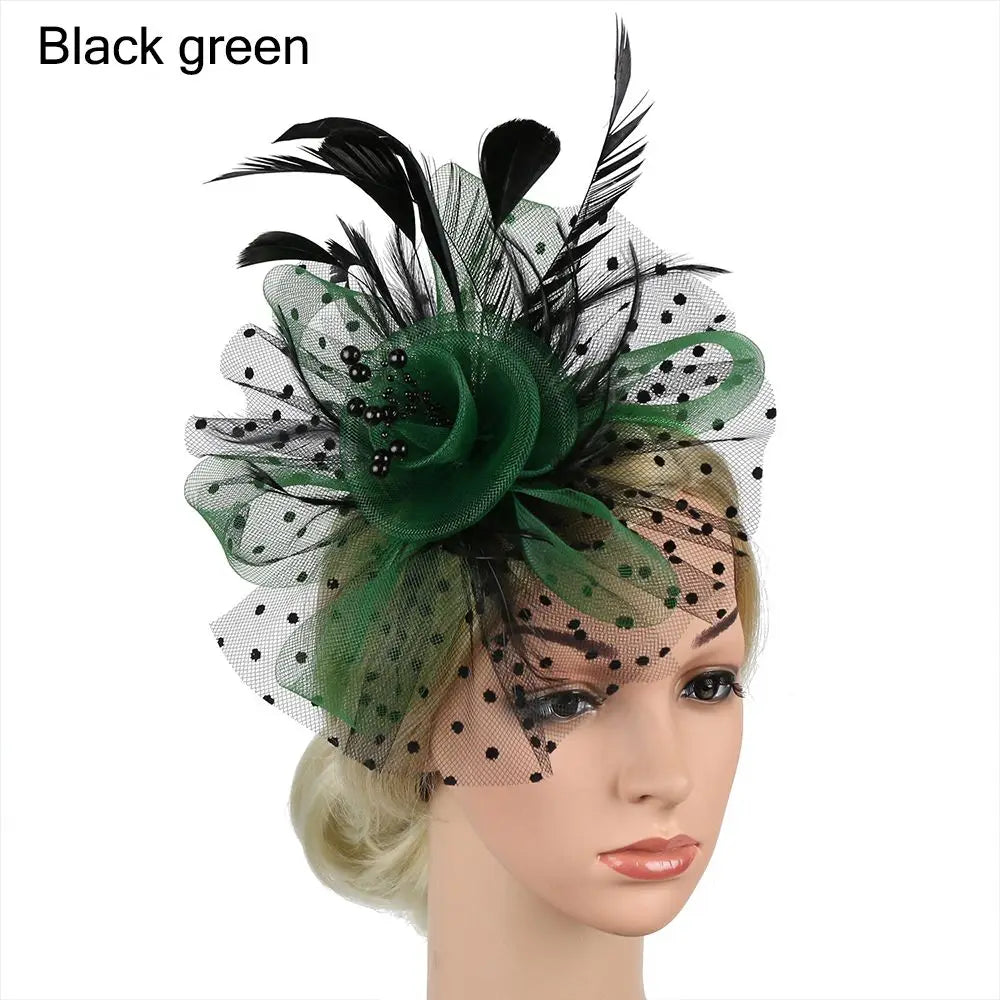 Bride Headwear hat Veil Wedding Hair Accessories Flowers Feather Mesh Veil Face Cover Multi Colors Korea Japan Black White