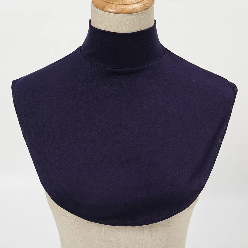 Womens Modal Turtleneck Fake Collar Islamic Hijab Extensions Solid Color Mock Neck Half Top Blouse Detachable Hijab Neck Warmer
