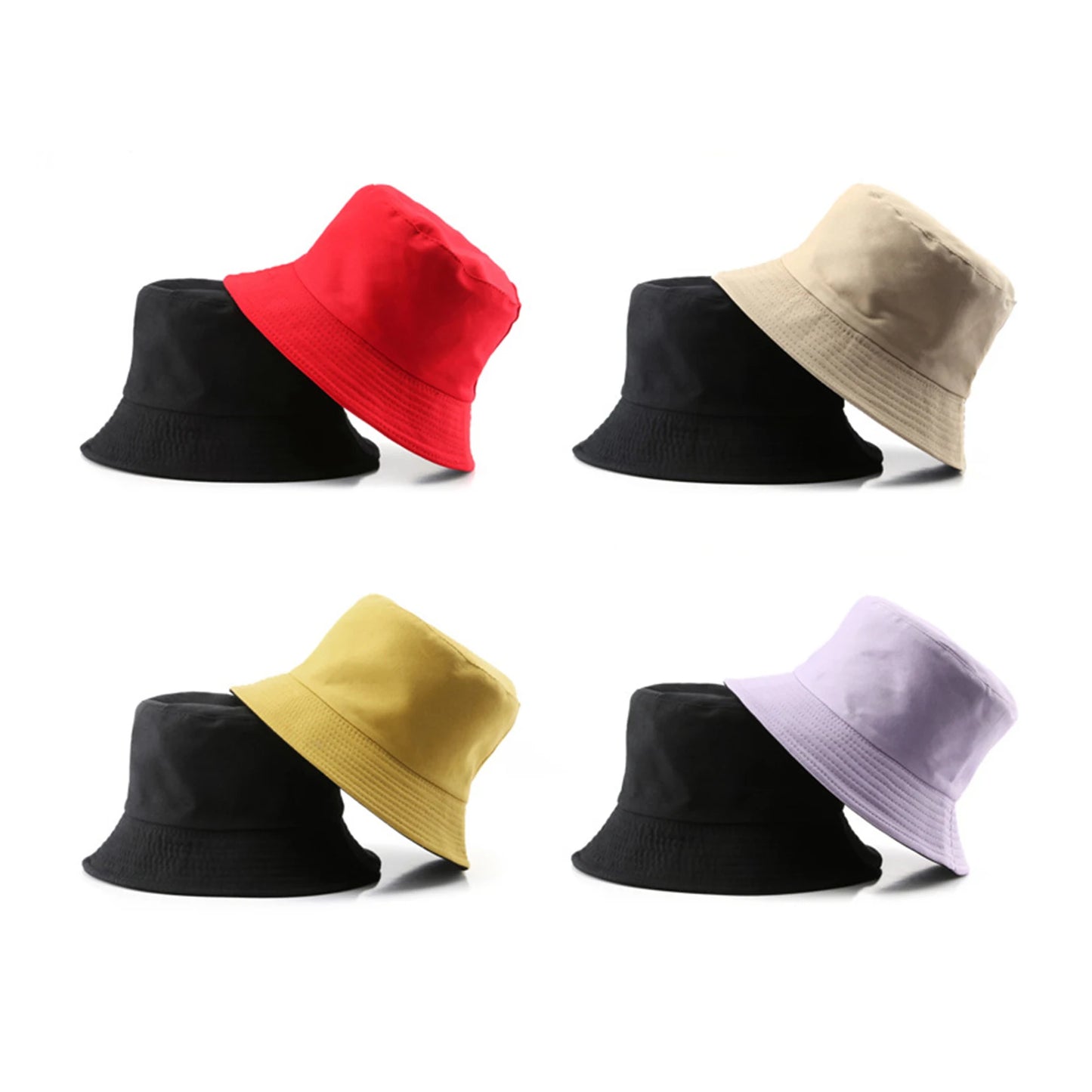 Double-sided Wearing Cap Solid Color Bucket Hat Men Women Sun Hat Reversible Fisherman Hat Summer Panama Cap Sun Fishing Caps