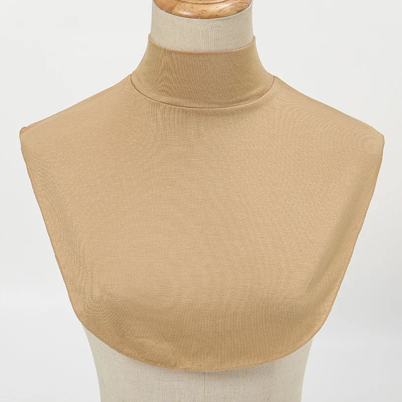 Womens Modal Turtleneck Fake Collar Islamic Hijab Extensions Solid Color Mock Neck Half Top Blouse Detachable Hijab Neck Warmer