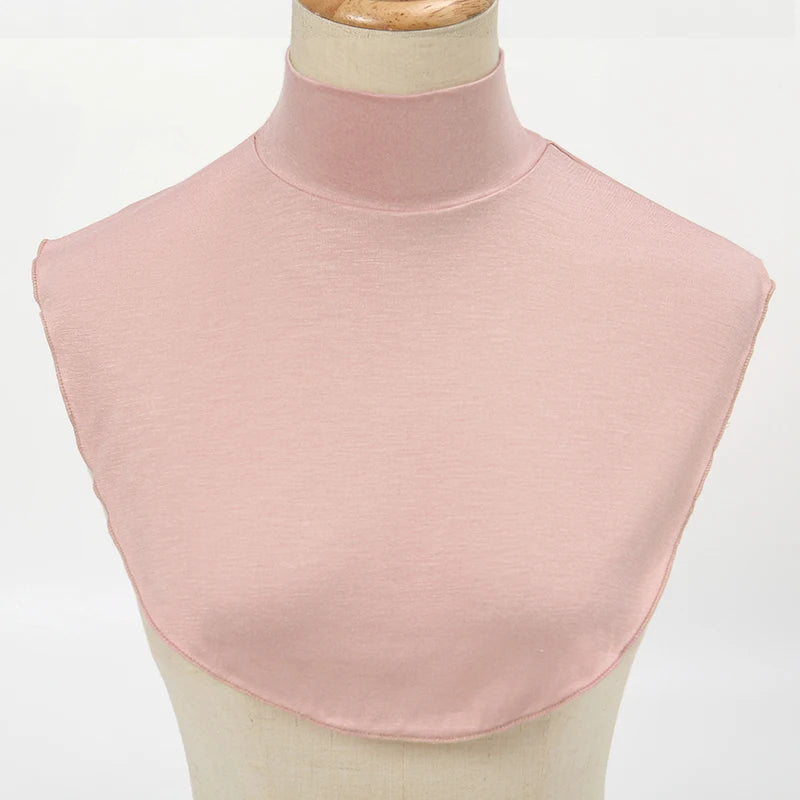 Womens Modal Turtleneck Fake Collar Islamic Hijab Extensions Solid Color Mock Neck Half Top Blouse Detachable Hijab Neck Warmer