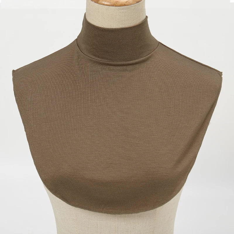 Womens Modal Turtleneck Fake Collar Islamic Hijab Extensions Solid Color Mock Neck Half Top Blouse Detachable Hijab Neck Warmer