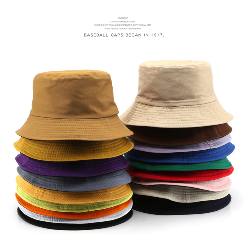 Double-sided Wearing Cap Solid Color Bucket Hat Men Women Sun Hat Reversible Fisherman Hat Summer Panama Cap Sun Fishing Caps