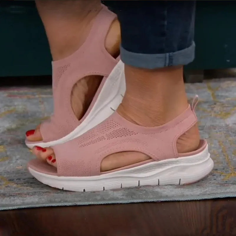 Women Summer Shoes 2024 Mesh Fish Platform Sandals Women's Open Toe Wedge Sandals Ladies Light Casual Shoes Zapatillas Mujer