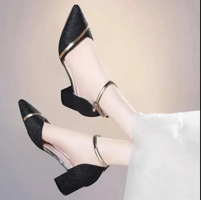 Fashion Spring and Summer Black High-heeled Shoes Women's High-quality Silver Wedding High-heeled Shoes Women's Gold Party Pump